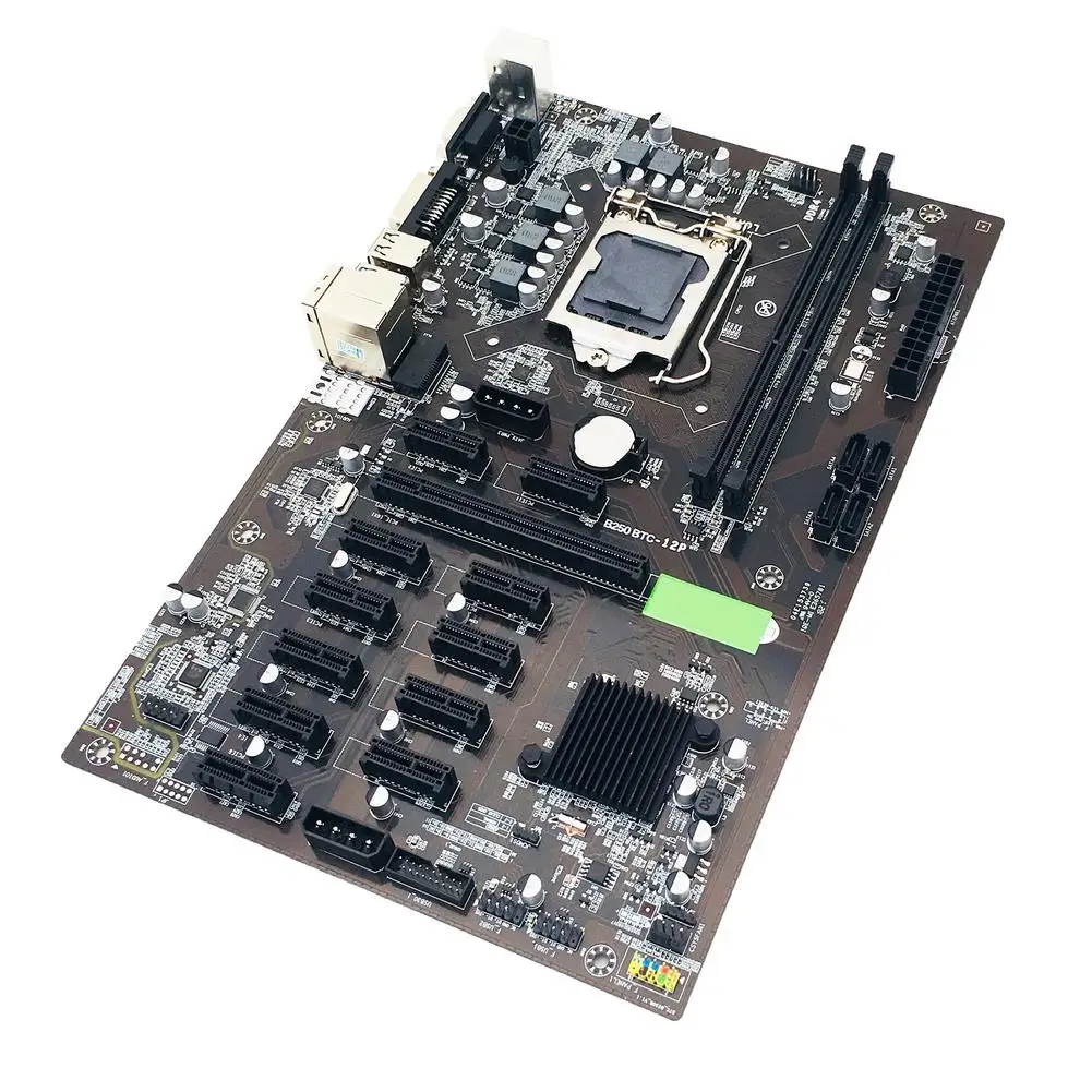 

B250-BTC 12P Mining Motherboard 12 PCIE Video Card Slots DDR4 DIMM VGA/DVI Interface Support LGA 1151 Series 6th/7th Generation