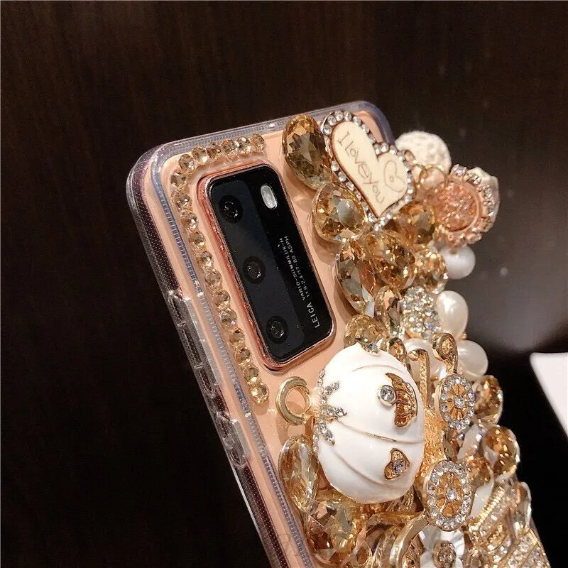 bling diamond pumpkin car soft phone case for samsung galaxy s7 edge s10 s9 s8 s20 fe s21 plus ultra note 10 9 20 lite e pro free global shipping