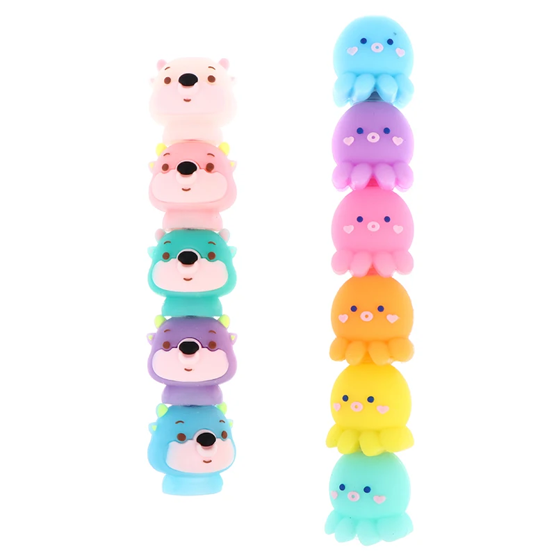 

Флуоресцентная ручка 6 цветов, креативный подарок, милая Силиконовая ручка-осьминог, маркеры для манги, граффити, канцелярские принадлежнос...