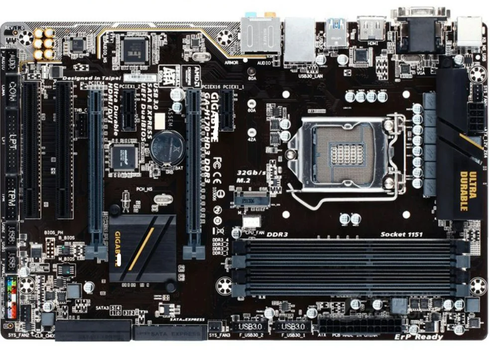 

desktop motherboard H170-HD3 for intel LGA 1151 DDR4 32GB USB2.0 USB3.0 DVI H170 used Desktop motherboard sales