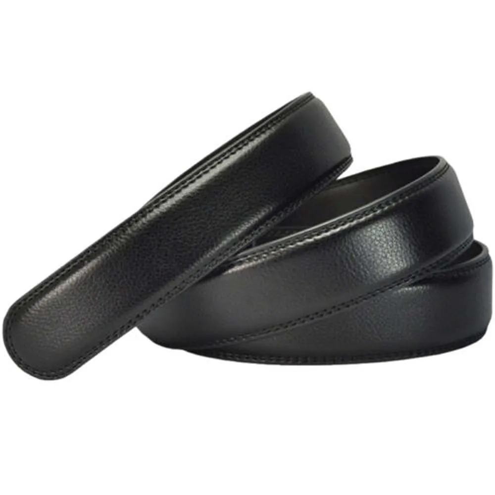 

Luxury Men's Leather Automatic Ribbon Waist Strap Belt Without Buckle Black 3.5cm*110-120cm Hot Sale