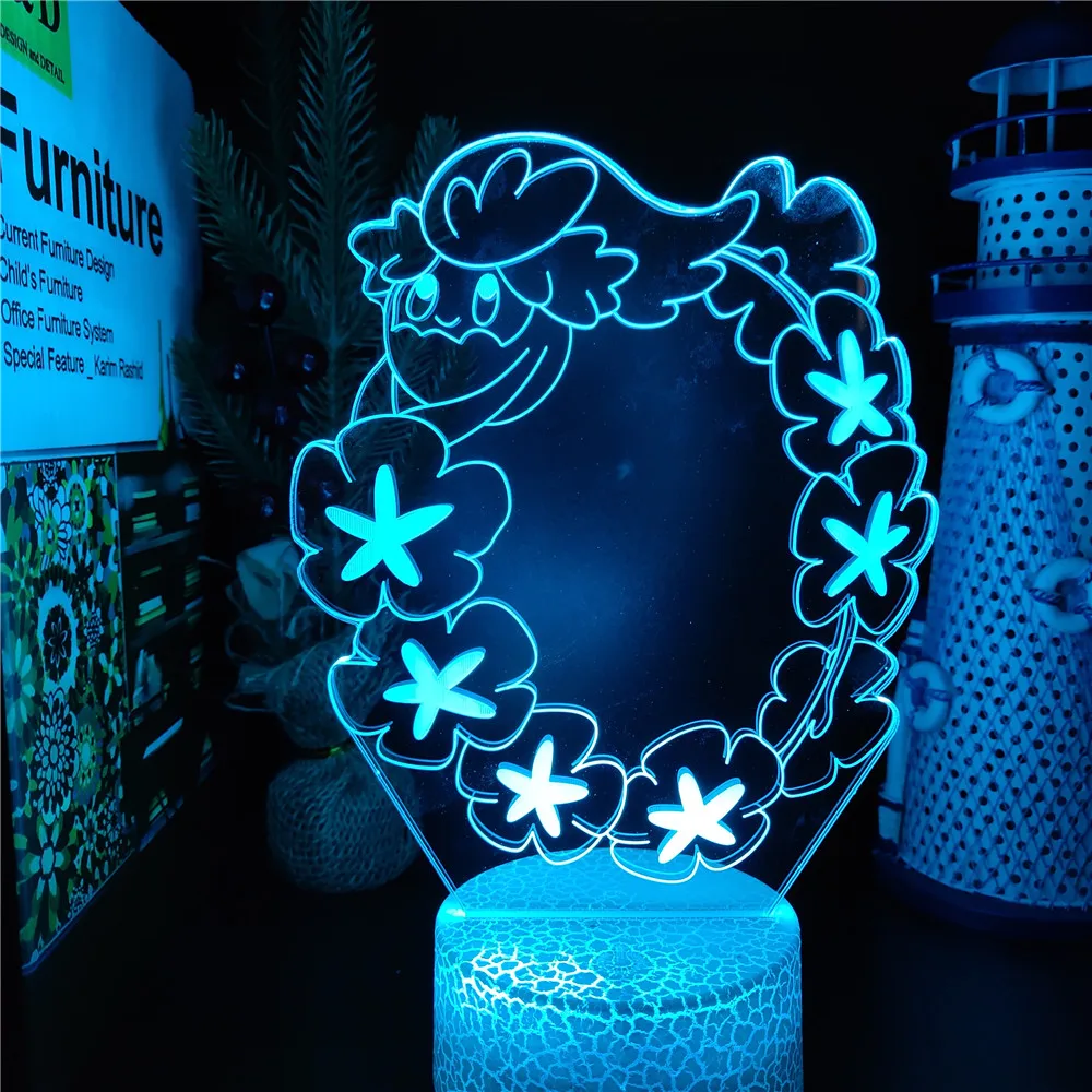 Pokemon Comfey 3D Illusion Lamp Anime LED Night Light Cartoon Color Changing RGB Light Desk Lamp Lamp Room Decor Kids Gift Toy