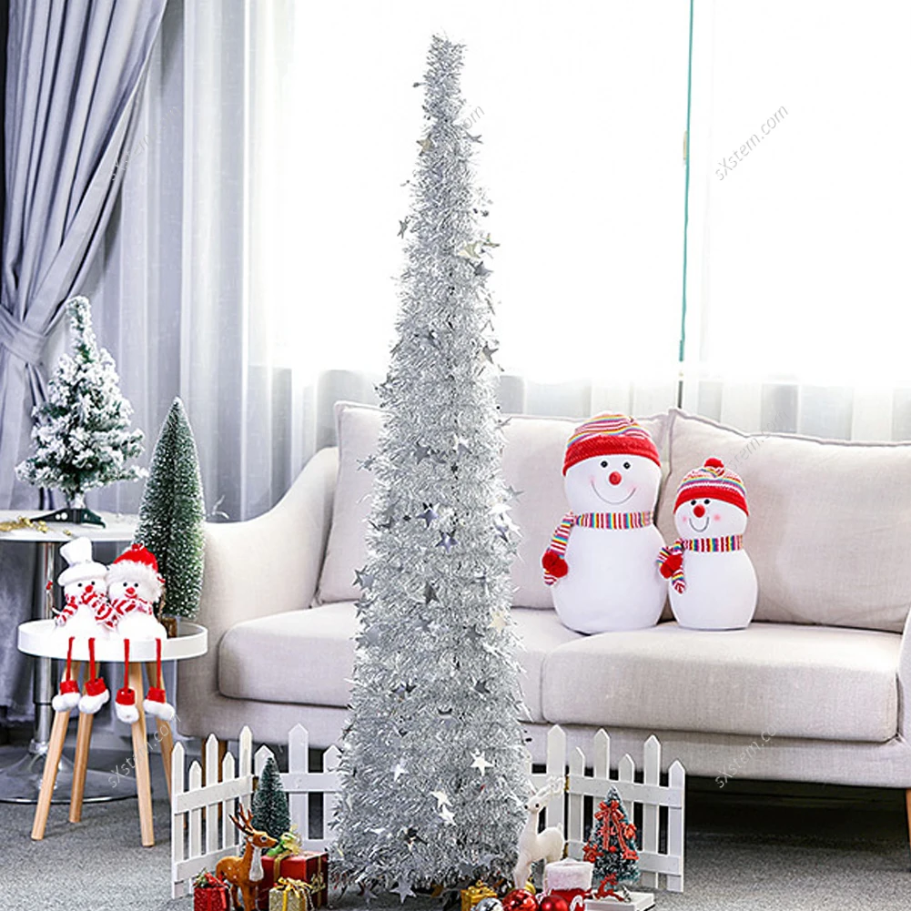 

Рождественская елка, Креативные украшения, телескопическое складное Рождественское украшение, елка, прямая елка, пентаграмма, блестки, сер...