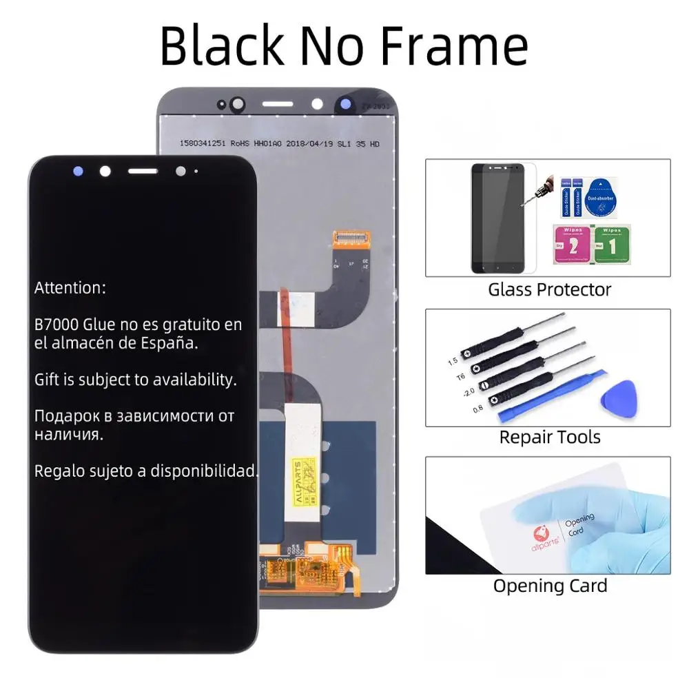 Дисплей для XIAOMI Mi A2 6X LCD в сборе с тачскрином на рамке 5.99'' черный белый - Цвет: No Frame Black
