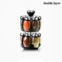 rotating cruet condiment seasoning jars set for spices pepper sprays bottles salt shakers holder kitchen storage rack organizer
