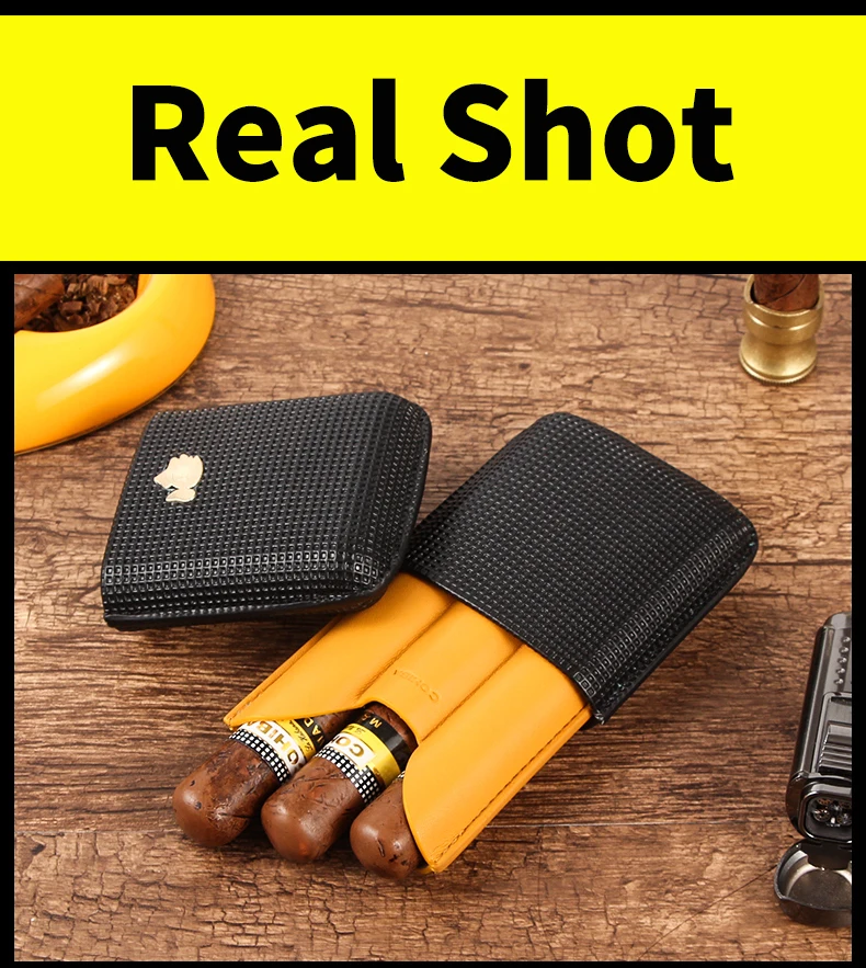 COHIBA гаджеты, кожаный чехол для сигар, держатель для путешествий, портативный, 3 трубки, мини-коробка для сигар, подходит для Кубы, аксессуары для сигар