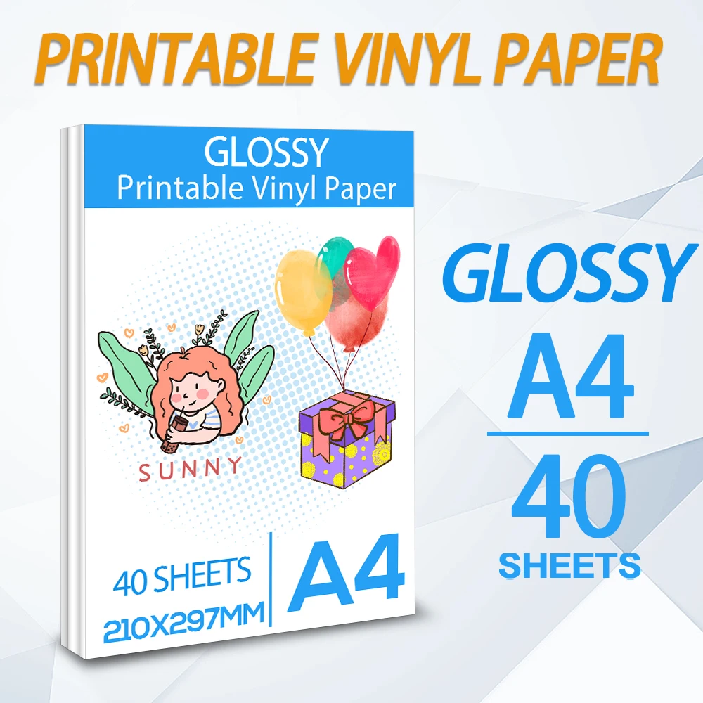 

Глянцевая виниловая наклейка для печати Бумага 40 листов A4 самоклеящаяся бумага для струйных принтеров Бумага для всех моделей струйных при...