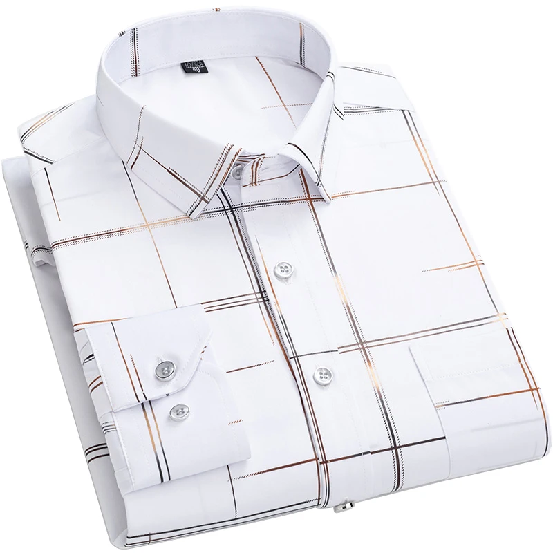 

Aoliwen 2021 Men Business Bronzing Light Luxury Pure Color Quality Shirts Men Autumn Office Social Long Sleeve Pocket Shirts