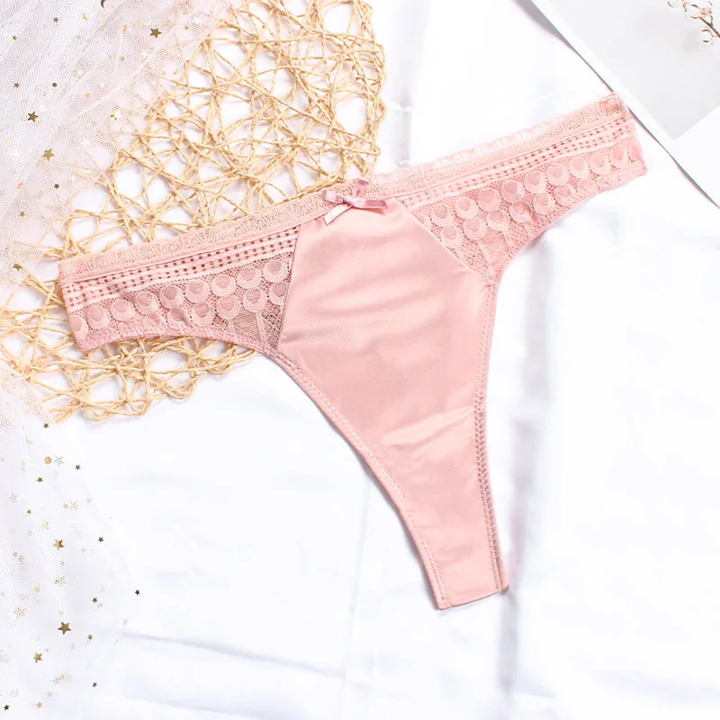 

NEW Women Underwear Mid-Waist Thong Panties Pure Color Sexy Transparent Lace Plus Size Antibacterial Cotton Comfortable Lingerie