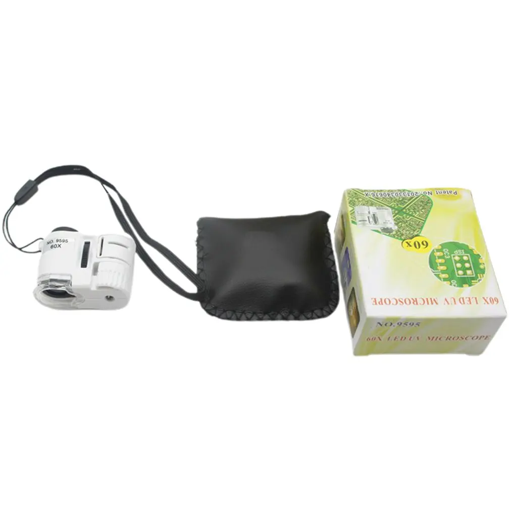 

60X Handheld Magnifier Mini Pocket Microscope Loupe Currency Detector Jeweler Magnifier With LED Light Portable Magnifying Glass