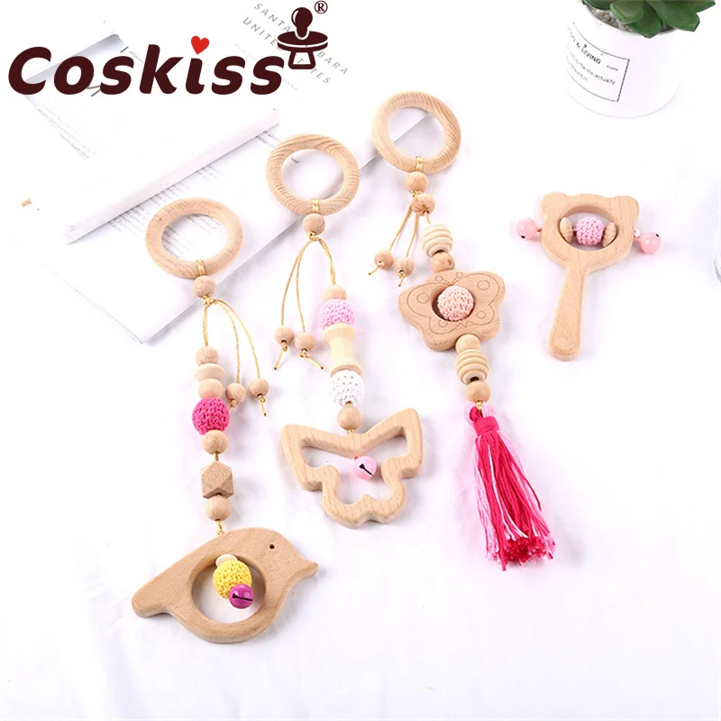 

Coskiss Butterfly Bird Four-Piece Baby Stroller Pendant Children's Room Decoration Molar Pendant Pacifier Chain Set Toy Gift