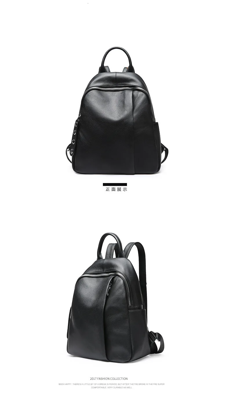 Fashion Both Shoulders Backpack Women Genuine Leather Women's All-match Cowhide Travel School Bags For Teenage Girls Backpacks