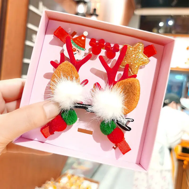 

Рождественские заколки для волос для девочек и мальчиков, милые заколки для волос с оленями, детские заколки для волос, Рождественский пода...