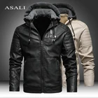 Утепленная Мужская кожаная куртка, Байкерский бренд, новинка зимы 2022, повседневное кожаное пальто, Мужская облегающая мотоциклетная ветрозащитная флисовая куртка для мужчин