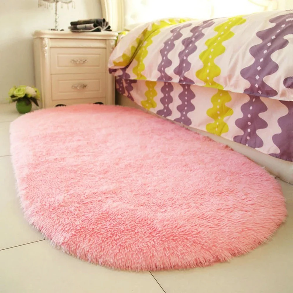 

Fluffy Rugs Anti-Skid Shaggy Area Rug Dining Room Carpet Floor Mat Thick Bed Room Carpets Anti-slip Floor Soft Home Bedroom