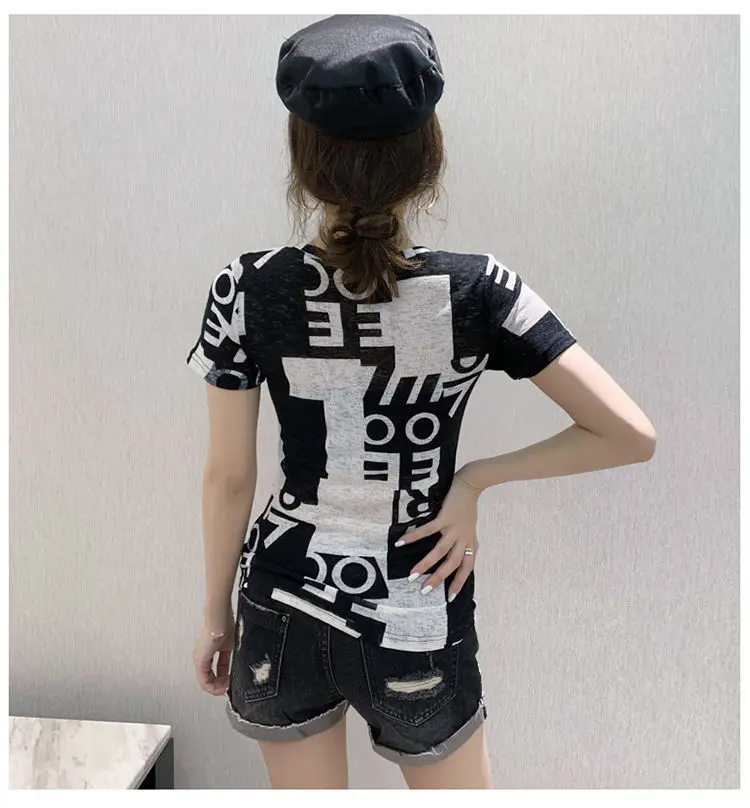 

Oversize Summer Women Short Sleeve T Shirt Leopard Dot Patchwork Print Slim Female Top Fashion Casual Pullover Tee 3XL Plus Size