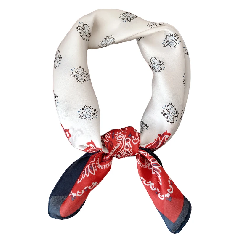 

Luna&Dolphin Square Scarves 50x50cm Navy Green Cashew Flower Bandanas Spring Classic Women Vintage Paisley Headbands Small Scarf