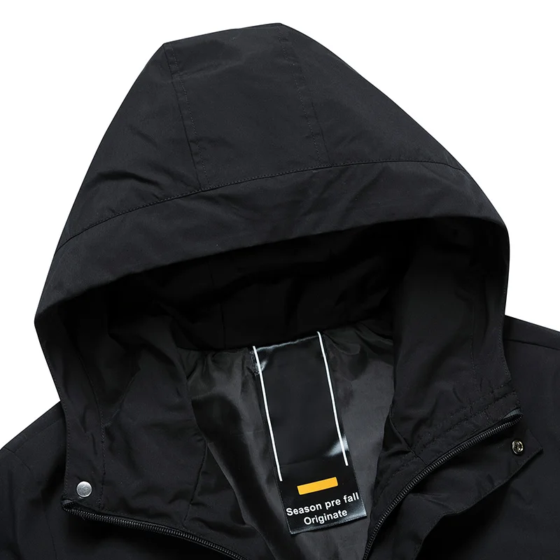 

Fashion Black White Jacket Men New Autumn Spring Pockets Casual Jackets Man Outwear Slim Fit Hooed Mens Coat Abrigo Para Hombre