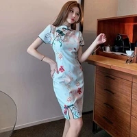 chinese style vintage clothes green long sleeve chiffon dress women summer casual loose crane animal print dress