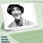 Чехол для iPad 5 6 7 8, Чехол Air 4 10,9 Air 3 2 1 с держателем для карандашей, силиконовый чехол для iPad 10,2 7-го 8-го поколения, чехол Pro 11 2020