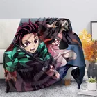 Женское одеяло в стиле аниме, постельное белье для дома с принтом рассекающего демонов, удобное осеннее Флисовое одеяло для детей