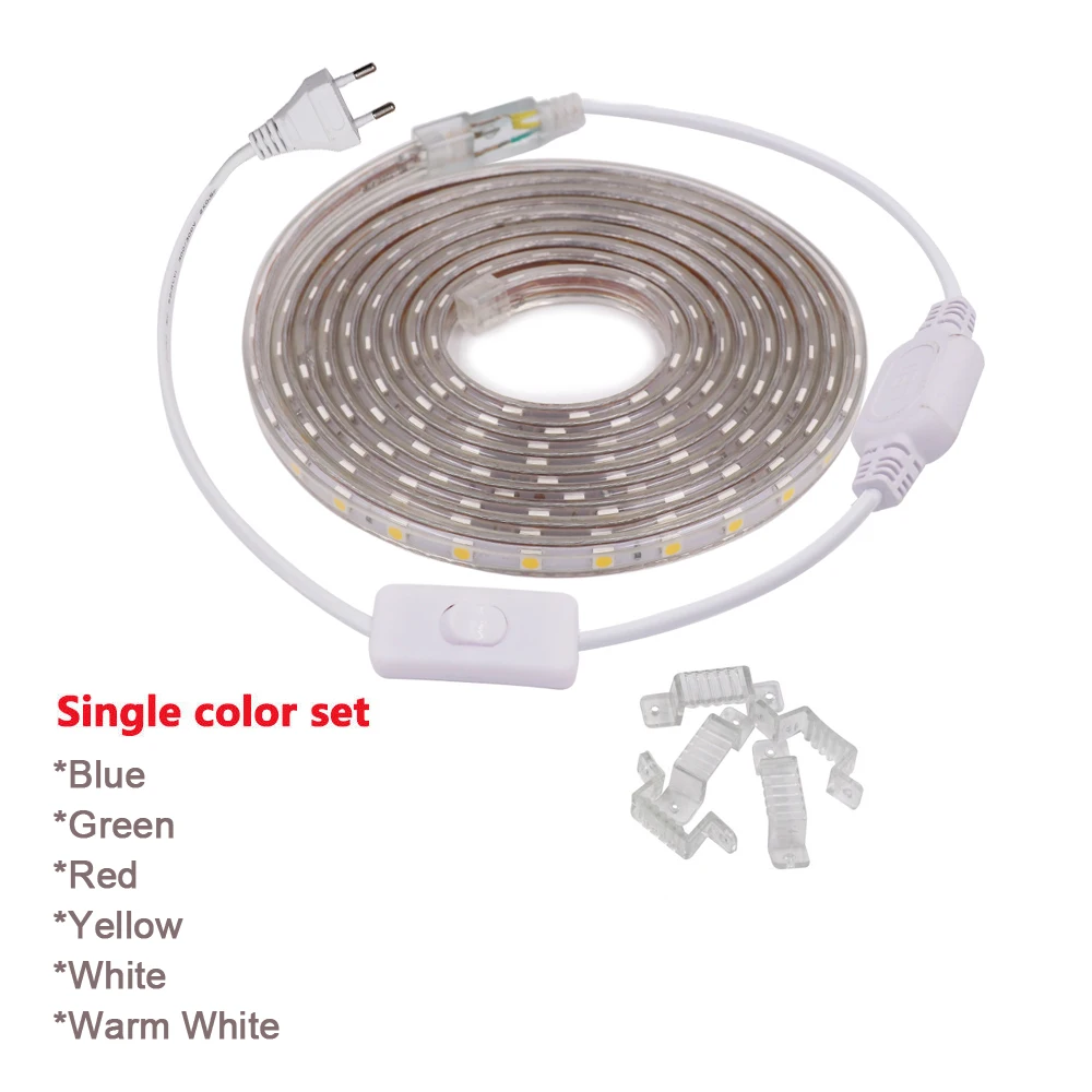 5050 LED Strip Lihgt RGB Strip Waterproof 220V 60LEDs/M 1500W RF Wall Touch Remote Controller Switch LED Ribbon Home Decoration images - 6