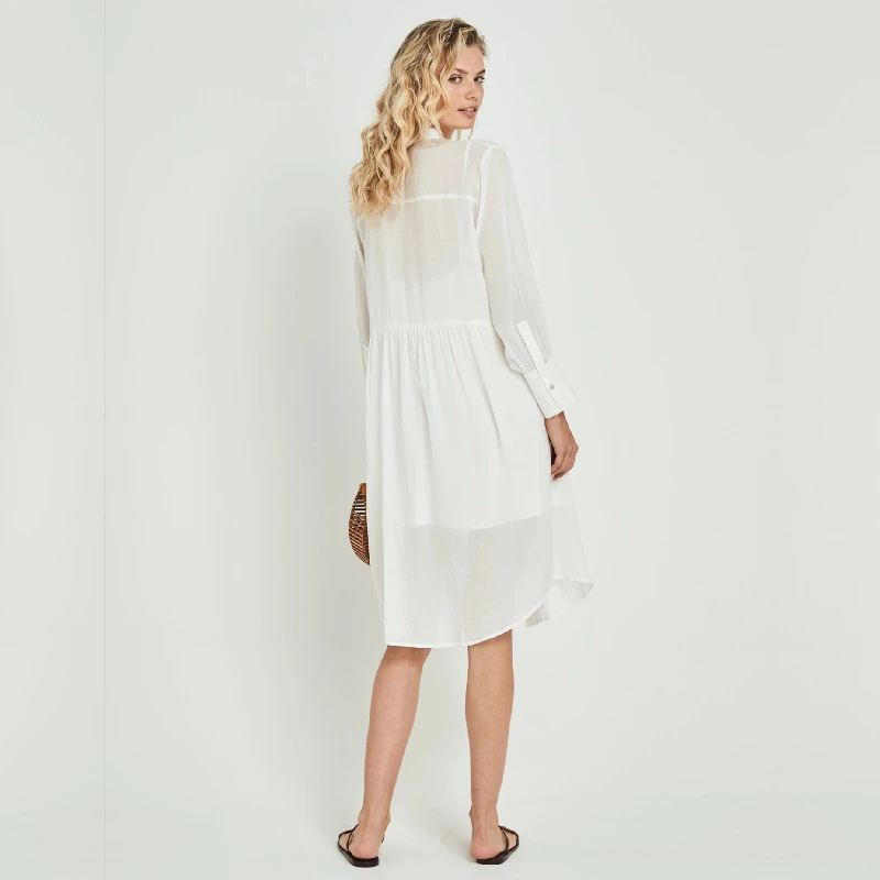 Повседневная накидка на бикини белая хлопковая туника открытая спереди летняя