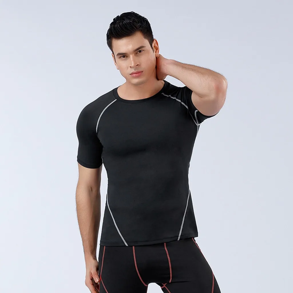 Мужские футболки для бега быстросохнущие Компрессионные спортивные в
