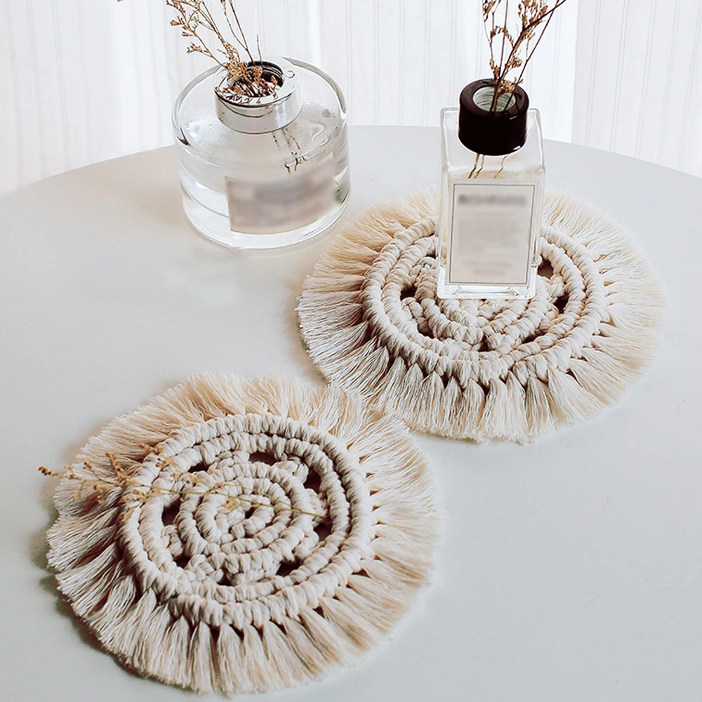 Новинка плетеный коврик для стола подставки ковер ручной работы макраме