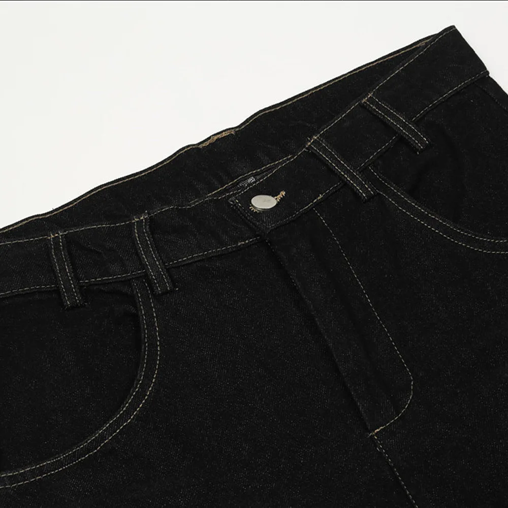 2021 Dark Streetwear Skeleton Embroidery Punk Men Loose Jeans Trousers Cotton Black Straight Denim Pants For Teens Ropa Hombre