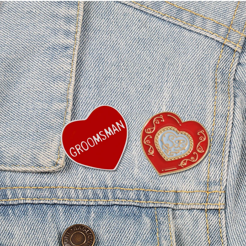 Эмалированная булавка в форме красного сердца свадебная брошь подружки невесты