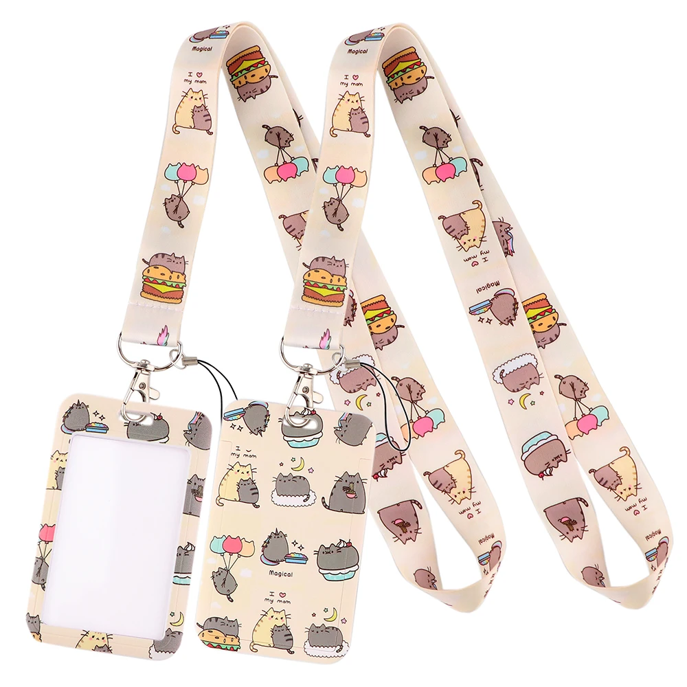 

LT1027 Cute Cat Lanyard For Keychain ID Card Cover Pass student Mobile Phone USB Badge Holder Key Ring Neck Straps Accessories