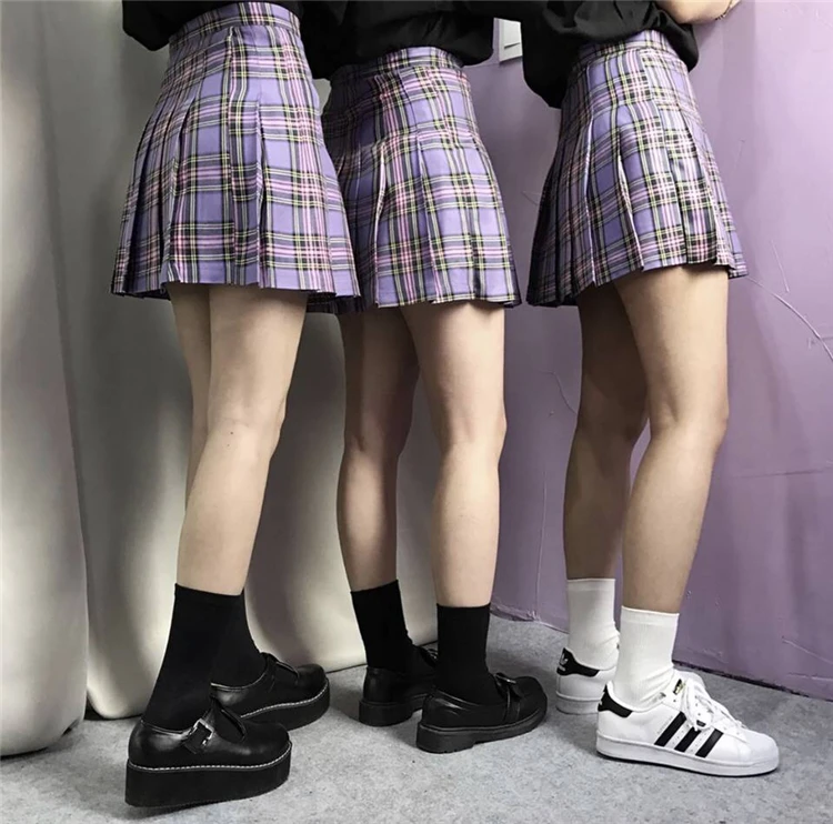 

M-4XL Large Size Lattice Skirt Female 2020 New Preppy Style High Waist Short Skirts Female Summer JK Pleated Skirt Mujer