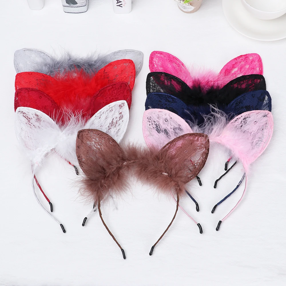 1 шт. кружевные цветочные декоративные повязки на голову плюшевые милые меховые