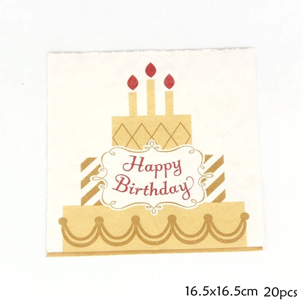 20pcs napkin C 1 Набор «С Днем Рождения» серии одноразовая посуда Позолоченные бумажные соломинки/салфетки/чашки/тарелки для дома дети день рождения украшения - Цвет: 20pcs napkin C