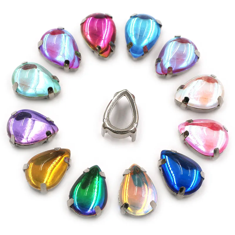 

Clothing Decoration Glass Crystal Stones Teardrop Silver Claw Flatback Rhinestones for Needlework DIY Apparel Sewing & Fabric