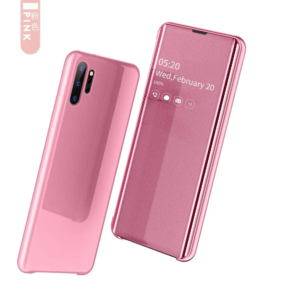 Для samsung Galaxy S10 s10e S9 S8 Note 10 Plus S7 Edge зеркальный тонкий модный умный кожаный чехол для мобильного телефона - Цвет: pink