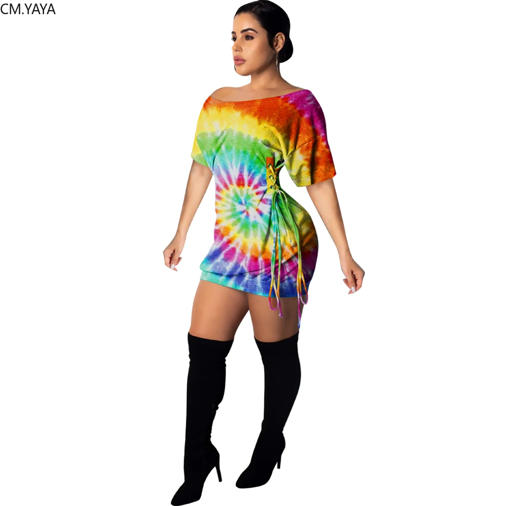 2020 женское летнее мини платье сексуальное с принтом в виде галстука красителя