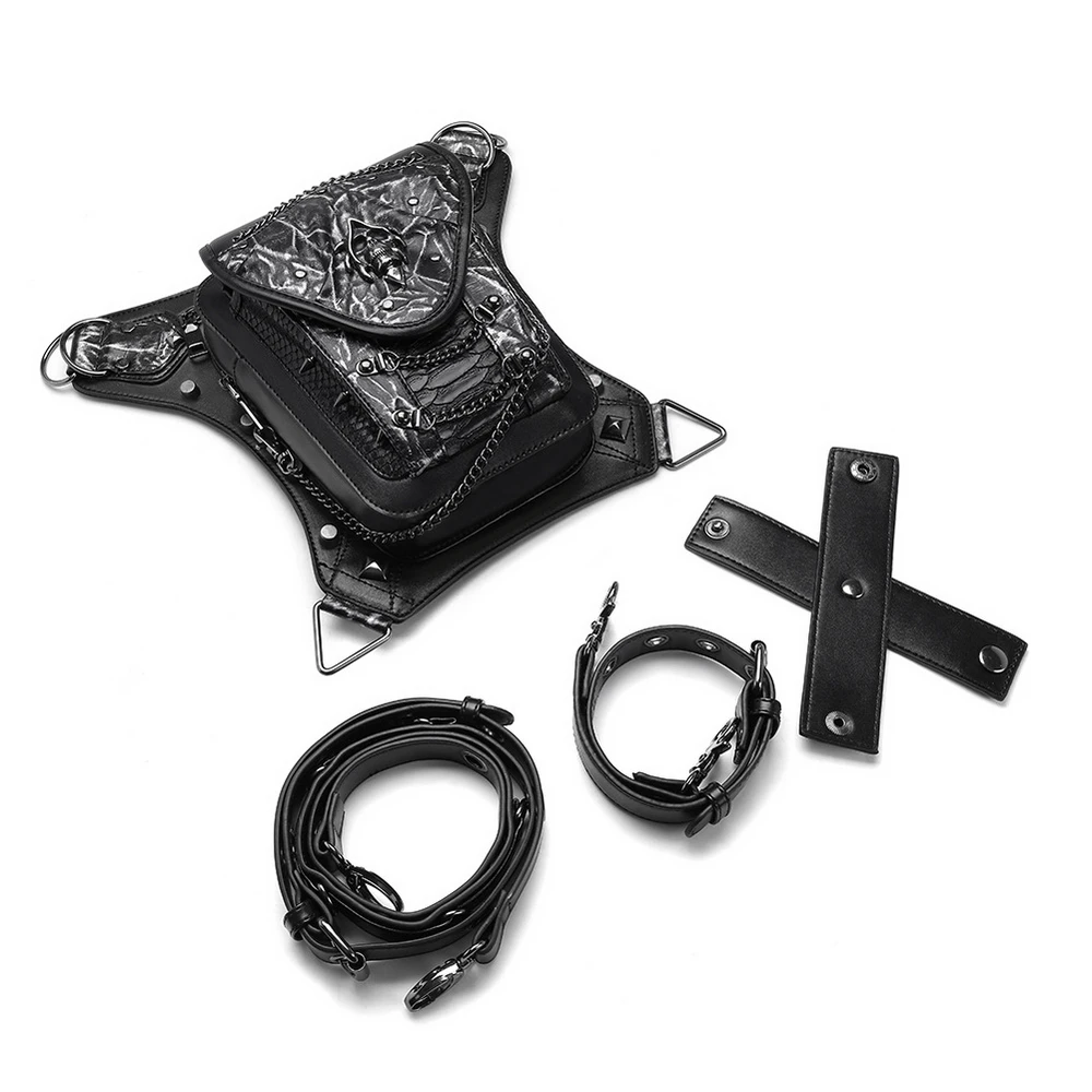 comprar Esqueleto Corrente Da Motocicleta Bolsa Feminina 2021 Ombro único Preto Sacos Do Mensageiro Telefone Cintura Funcional Mochilas Hombre