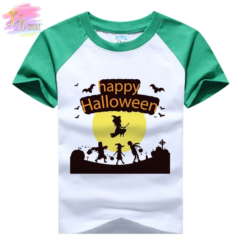 

Детский костюм на Хэллоуин, футболка с персонализированным принтом тыквы и короткими рукавами, летний топ из чистого хлопка для мальчиков и...