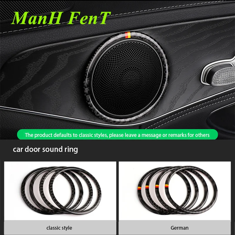Offerte Per Mercedes Benz W205 C200L GLC260 Nuova Classe C Porta Corno Anello Cornice In Fibra Di Carbonio Decorazione Adesivo 3D