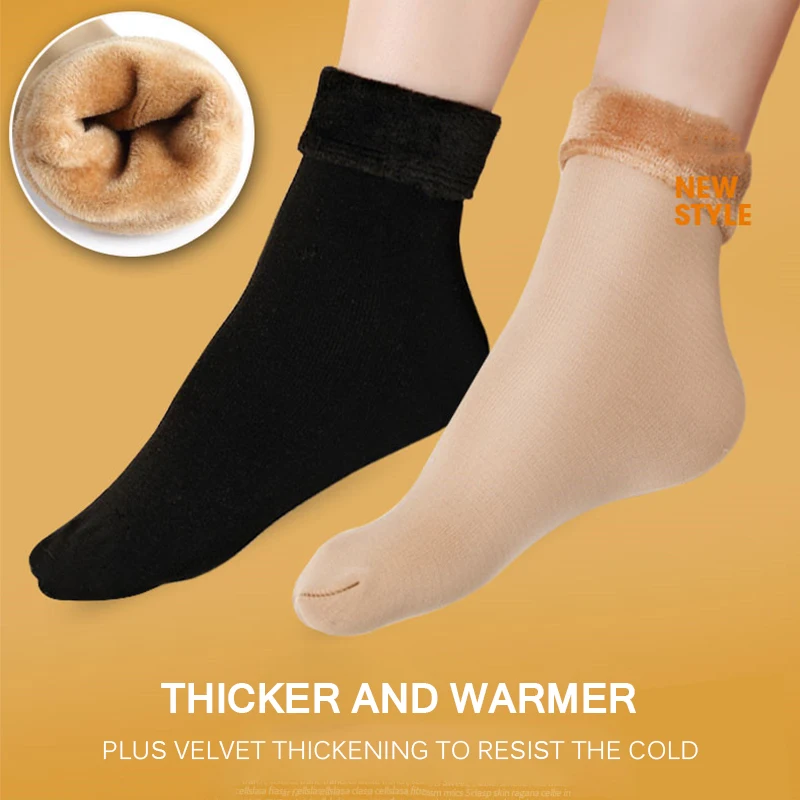

Winter 1 Pair Warmer Women Thicken Thermal Wool Cashmere Snow Socks Seamless Velvet Boots Floor Sleeping Women'S Socks Skiing