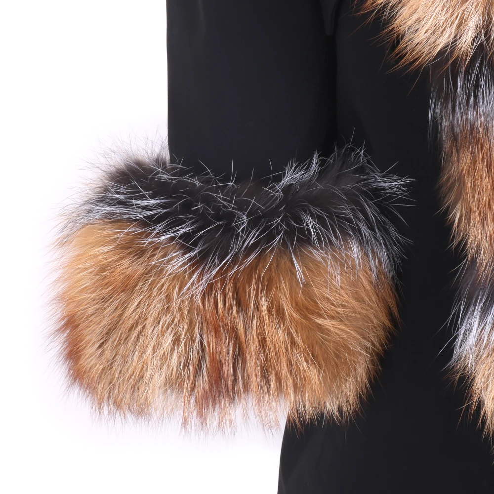 2022 Fashion Winter Jacket Women Real Fur Liner Natural Real Fox Fur Collar Loose Long Parkas Big Fur Outerwear Detachable enlarge