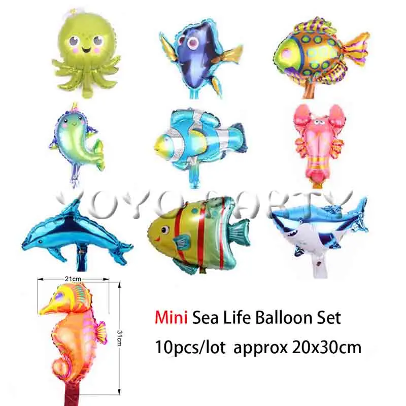 Balloon Set2 Для детей день рождения морской жизни морские животные вечерние принадлежности одноразовая посуда тарелка чашка соломенная коробка для конфет шляпа приглашение воздушный шар и т. Д - Цвет: Balloon Set2