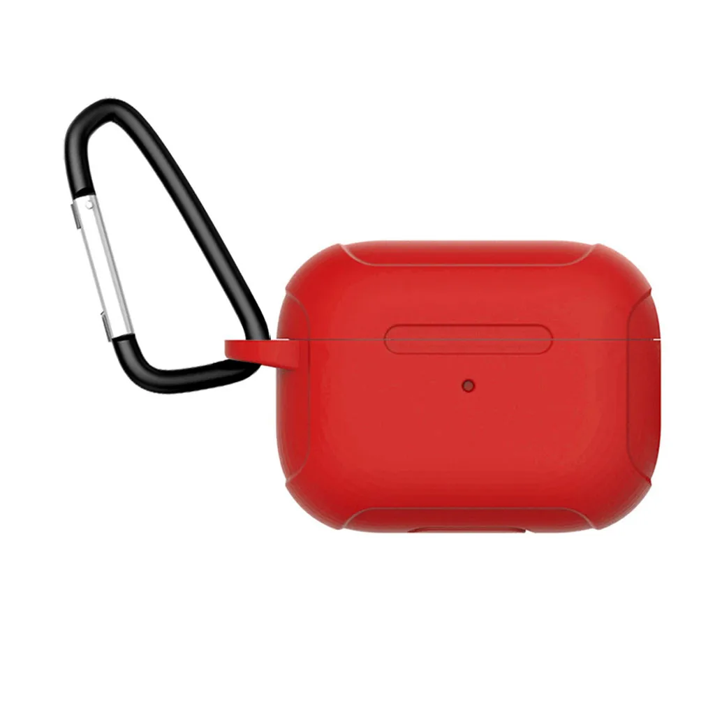 For AirPods Pro 2019 Wireless Charging Box Silicone Scratch Protection Holster with Carabiner for headphones Accessories Durable |