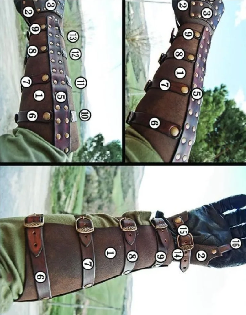 Medieval Men Vintage Knight Prince Leather Gloves Handguards Soldier War Armor Bracers Gauntlet Wristband Party Cosplay Props |
