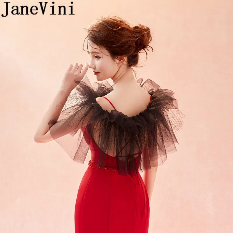 Черная сетчатая Тюлевая женская накидка jaevini 2019 сексуальные красные свадебные