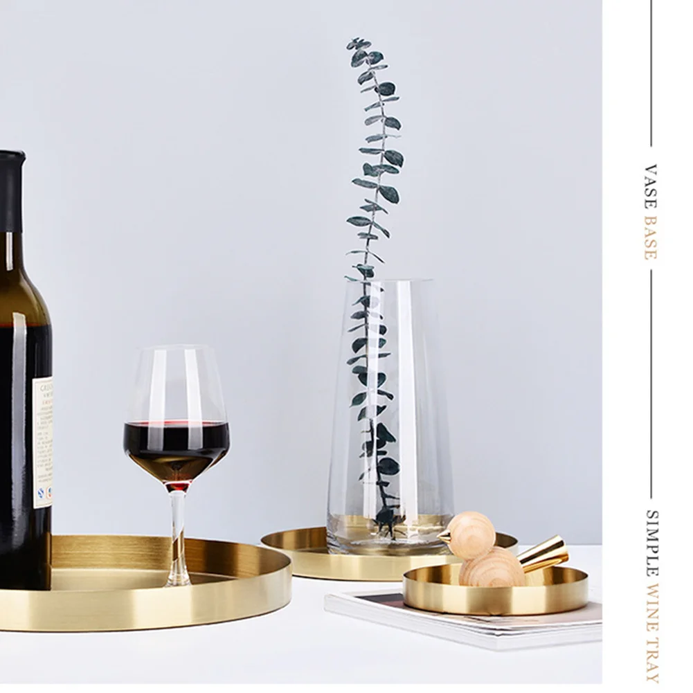 

Round Shape Storage Tray Gold Desktop Bathroom Exquisite Stainless Steel Jewelry Display Decorative Home Organizer Kitchen