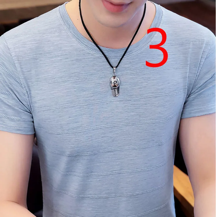 

Men's casual short-sleeved t-shirt 2019 new Korean version of Slim Chinese style thin section cotton white small collar body blo