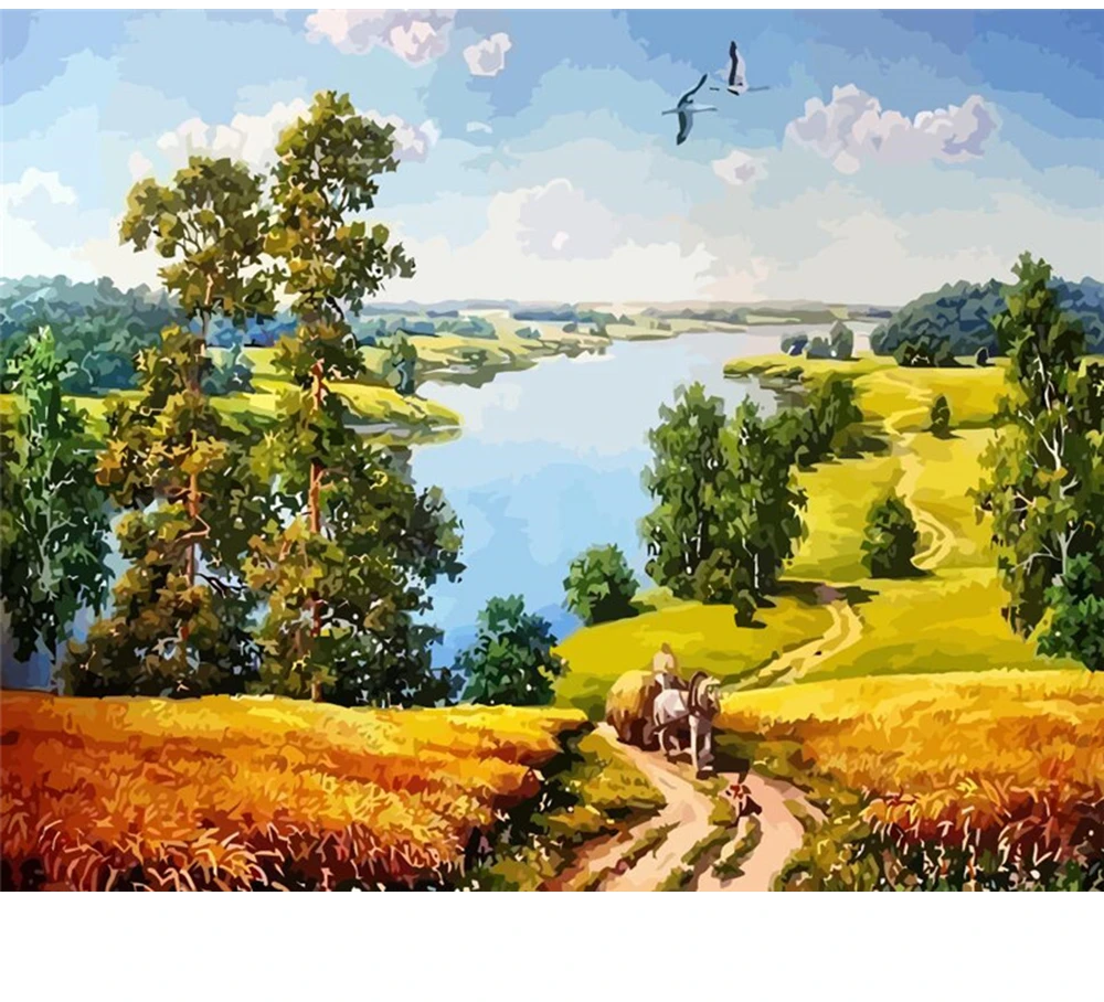 

CraftArtGo Painting By Numbers Landscape Drawing On Canvas HandPainted Gift Picture By Number Waterfall Kits Home Decoration